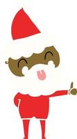 uomo con la barba che sporge lingua con indosso il cappello di Babbo Natale vettore