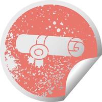 certificato arrotolato simbolo adesivo peeling circolare in difficoltà vettore