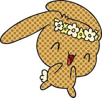 cartone animato kawaii simpatico coniglietto peloso vettore