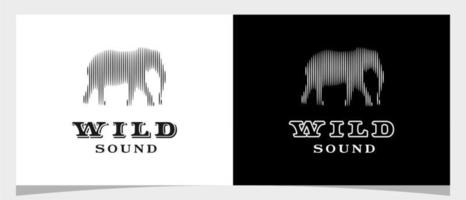 ispirazione per il design del logo del suono dell'elefante e dell'onda digitale vettore