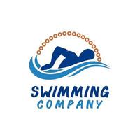 nuoto sport timbro adesivo emblema etichetta logo design ispirazione vettore