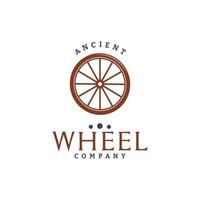 semplice logo vintage carrello in legno ruota per roulotte vettore