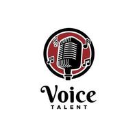 microfono microfono con icona tono per il logo della trasmissione radiofonica, il concorso di canto o l'ispirazione per il design di podcast vettore