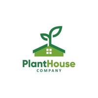 semplice casa e pianta per l'agricoltura giardino piantagione logo disegno vettoriale