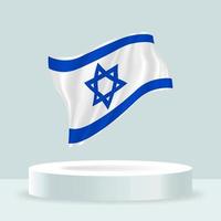 bandiera israeliana. Rendering 3d della bandiera esposta sul cavalletto. sventola bandiera in moderni colori pastello. disegno di bandiera, ombreggiatura e colore su livelli separati, ordinatamente in gruppi per una facile modifica. vettore