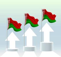 bandiera della bielorussia. il valore del paese è in aumento. sventolando il pennone in moderni colori pastello. disegno della bandiera, ombreggiatura per una facile modifica. vettore