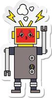 adesivo di un malfunzionamento di un robot simpatico cartone animato vettore
