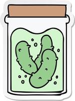 adesivo cartone animato doodle barattolo di cetriolini sottaceto vettore