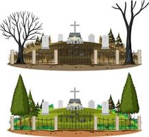 scena del cimitero del cimitero isolata vettore