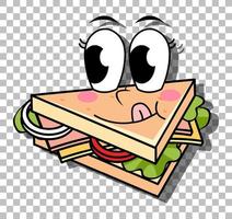 personaggio dei cartoni animati sandwich isolato vettore