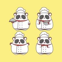 simpatico panda kawaii su costume da chef vettore