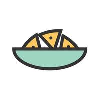 icona della linea riempita di nachos vettore