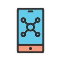 icona della linea piena di marketing mobile vettore