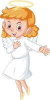 simpatico personaggio dei cartoni animati di angelo in abito bianco su sfondo bianco vettore