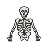 icona della linea piena di scheletro umano vettore