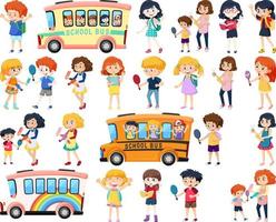 set di simpatici personaggi dei cartoni animati per bambini delle scuole vettore