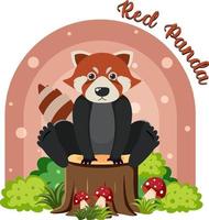 simpatico panda rosso in stile piatto cartone animato vettore