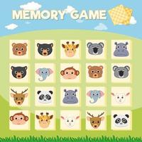 gioco di carte di memoria animali vettore