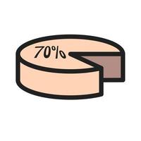 icona della linea riempita con grafico a torta vettore