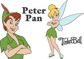 Vettore Peter Pan e carattere di Tinkerbell