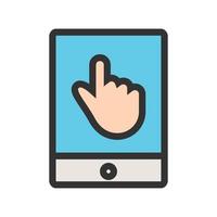 icona della linea piena di tecnologia touchscreen vettore