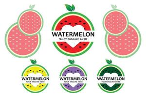 illustrazione vettoriale di frutta fresca anguria frutta logo rosso, disponibile sul mercato, design serigrafico, adesivo, banner, azienda di frutta