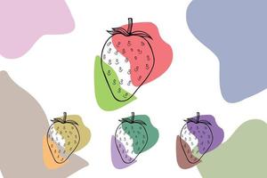 vettore di un logo di frutta fragola frutta fresca colore rosso, disponibile sul mercato può essere per succhi di frutta o per la salute del corpo ha un sapore acido, design serigrafico, adesivo, banner, azienda di frutta