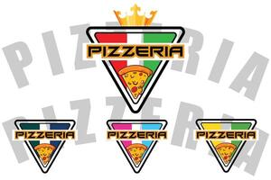 pizza food logo vector design originario dell'italia, fatto di grano e verdure, adatto per adesivi, flayer, sfondi, serigrafia, aziende alimentari