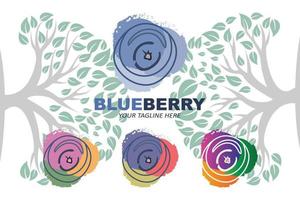 illustrazione vettoriale del logo della frutta del mirtillo frutta fresca blu viola, disponibile sul mercato può essere per succhi di frutta o per la salute del corpo, design serigrafico, adesivo, banner, azienda di frutta
