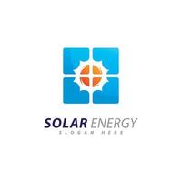 modello di progettazione logo energia solare. logo creativo dell'elettricità elettrica di energia del pannello solare vettore