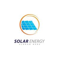 modello di progettazione logo energia solare. logo creativo dell'elettricità elettrica di energia del pannello solare vettore