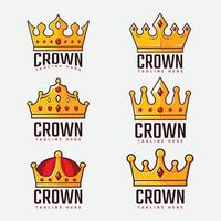 collezione logo corona con stile piatto vettore