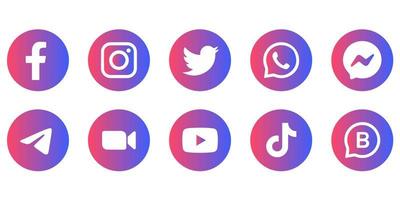 icone dei social media con colore sfumato impostato gratuitamente vettore