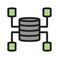 icona della linea piena di data warehouse vettore