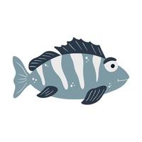 pesce di mare. simpatico personaggio subacqueo. una creatura acquatica subacquea tropicale. illustrazione vettoriale su sfondo bianco in stile cartone animato.