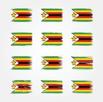 collezioni di pennelli bandiera dello zimbabwe. bandiera nazionale vettore
