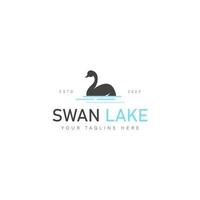 cigno nell'illustrazione dell'icona del design del logo del lago vettore