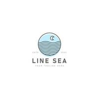 acqua di mare con illustrazione dell'icona del design del logo della linea a mezzaluna vettore