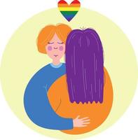 concetto lgbt. bandiera arcobaleno lgbt. illustrazione vettoriale in stile cartone animato piatto. concetto di amore. parata gay, mese dell'orgoglio.