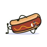 simpatico fast food mascotte hotdog vettore