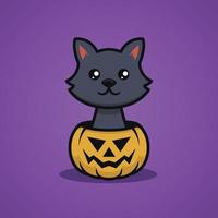 simpatico gatto nero halloween vettore