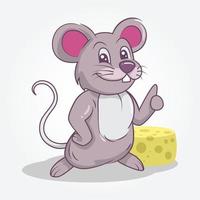 stile disegnato a mano dell'illustrazione sveglia del mouse vettore