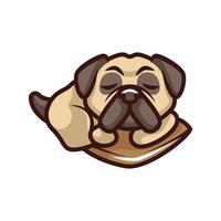 simpatico personaggio mascotte del logo del fumetto del cane del carlino vettore