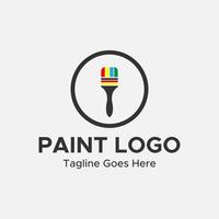 logo di vernice minimalista. logo del pennello da pittura a forma circolare. colore blu, nero e rosso. vettore