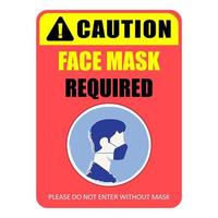 poster con maschera per il viso - divieto di ingresso - cartello con maschera per il viso - si prega di non entrare senza maschera vettore