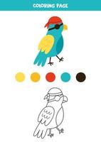 pappagallo pirata disegnato a mano di colore. foglio di lavoro per bambini. vettore
