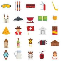 icone svizzere impostate vettore piatto isolato