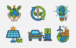 set di icone di eco tecnologia verde vettore