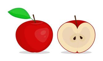 mela rossa intera e metà illustrazione vettoriale