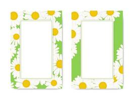 set di carte botaniche con camomilla. modelli per biglietti di auguri, brochure, volantini, etichette. vettore